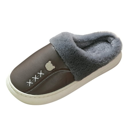 

nsendm Men S Slippers Men s Waterproof Slippers Home Warm Cotton Slippers Winter Home Cotton S Mens Outdoor Slippers Shoes Coffee 8.5