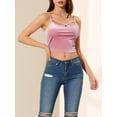 thumbnail image 5 of INSPIRE CHIC Women's Casual Spaghetti Strap Velvet Crop Cami Tops S Pink, 5 of 6
