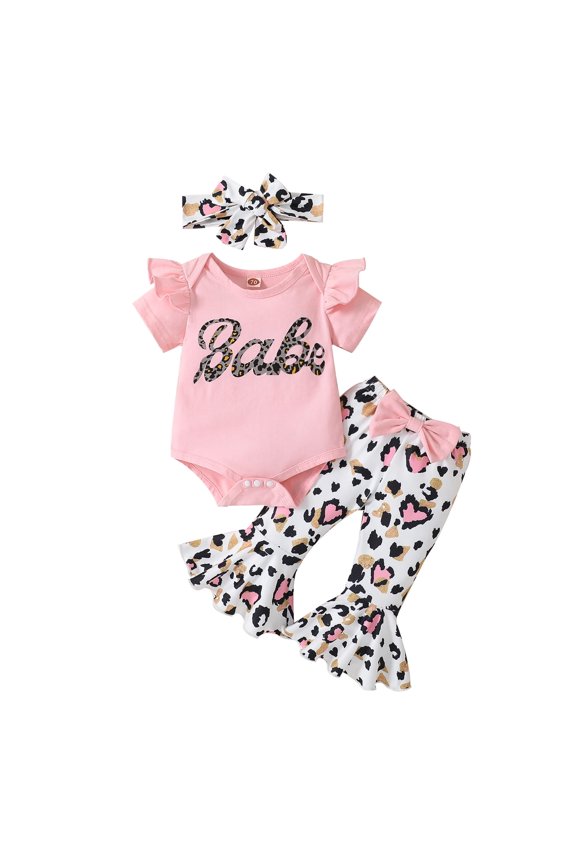 Baby Girls 0-18 Months Romper and Flared Pants Outfit Pink 12-18 Months