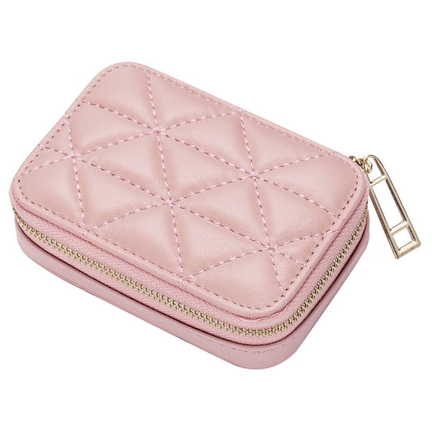 Bolsa de almacenamiento de lápiz labial, bolsa de cosméticos portátil, bolsa de lápiz labial de piel de res simple con espejo