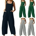 thumbnail image 6 of Qeaghou Womens Bib Overalls Casual Wide Leg Jumpsuits Summer Loose Comfy Rompers Jumpers Sleeveless Straps With Pockets Outfits, 6 of 7