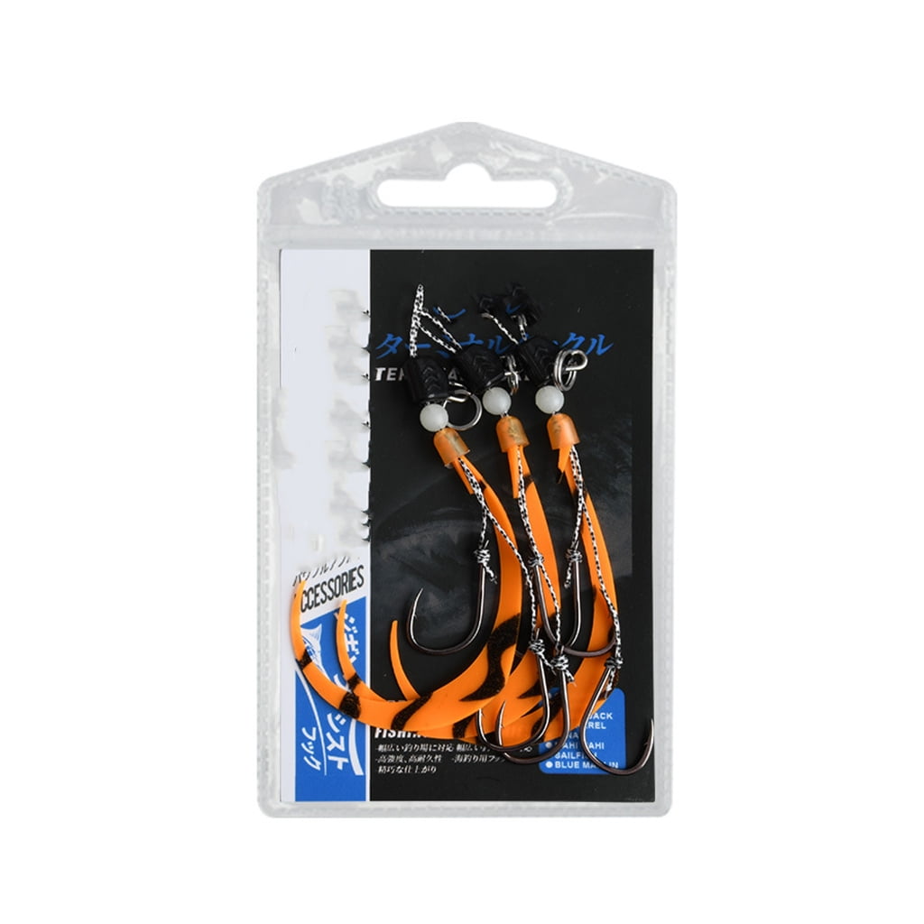 Aellinatey 3pcs Soft Squid Skirt Hook Sea Fishing Cuttlefish Jigs Head Fishing Hook Glow Jigging Lure