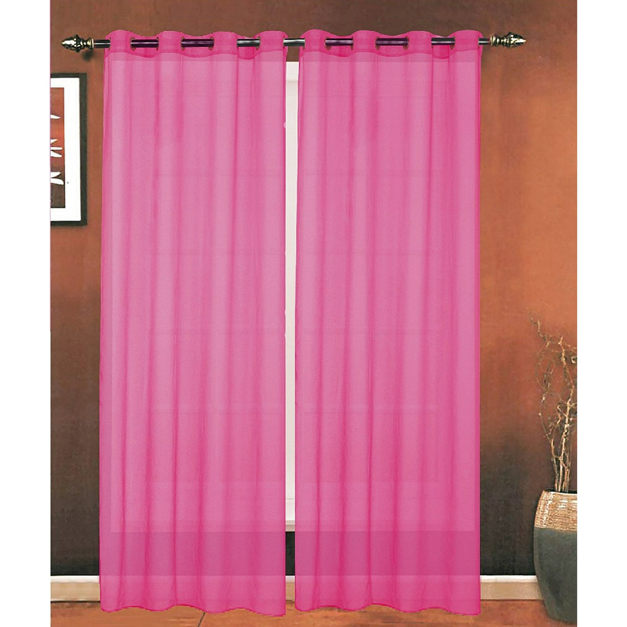 Celine Linen Luxury 2 Piece Grommet Sheer Panel Curtain Window