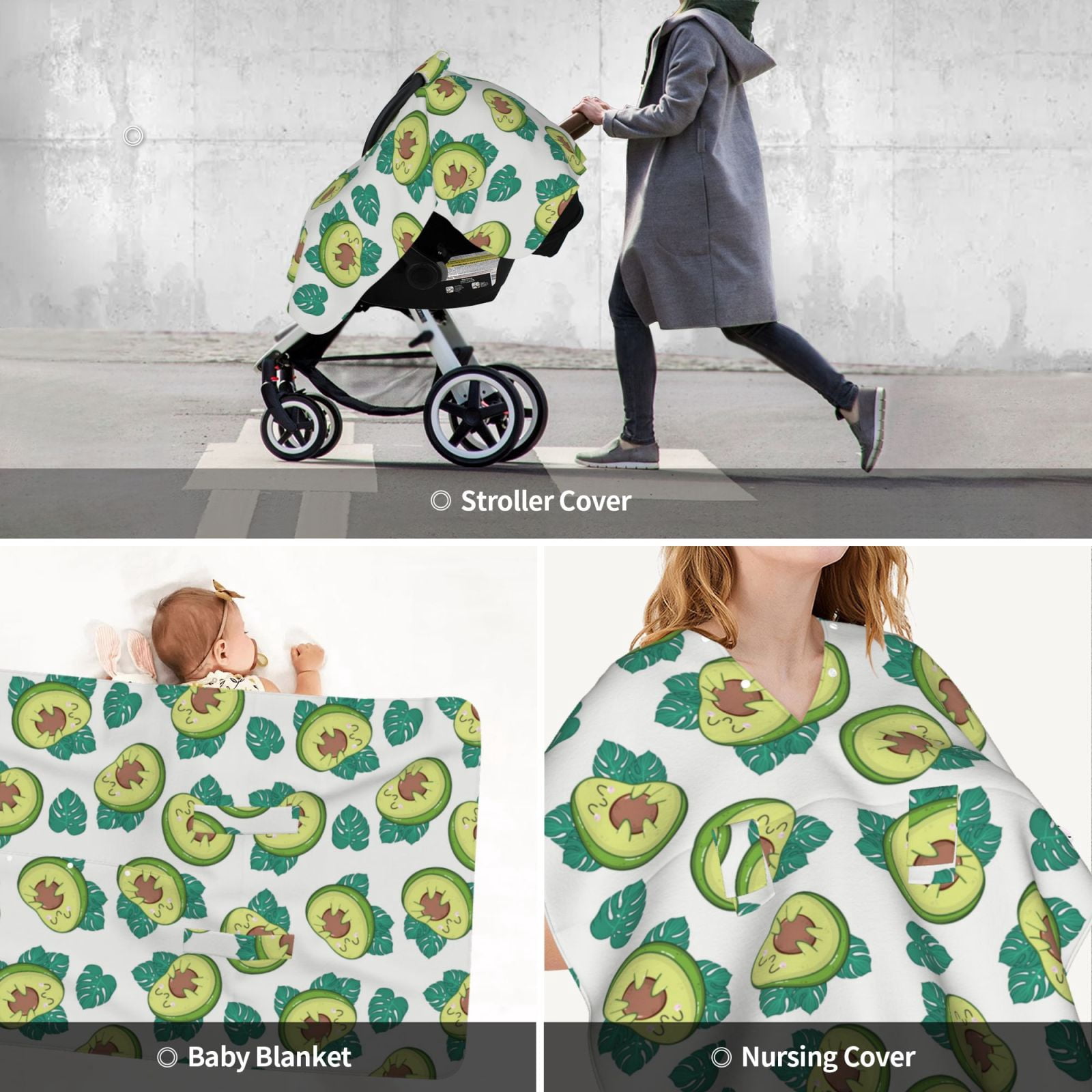 Car Seat Cover Baby - Avocado Sleeping Breathable Infant Car Seat Cover for Baby Carseat, Lightweight Comfort Baby Essentials Must Haves Newborn Stuff for Girl Boy