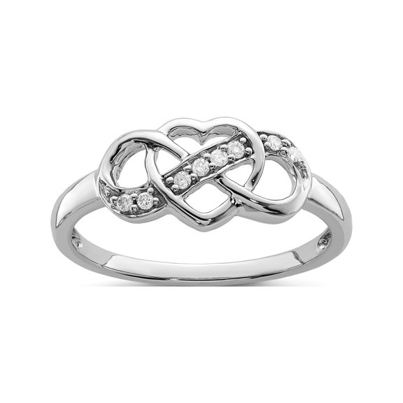 Sterling Silver Rhodium Plated Diamond Heart Ring (Size 6) Made In India qr5705-6