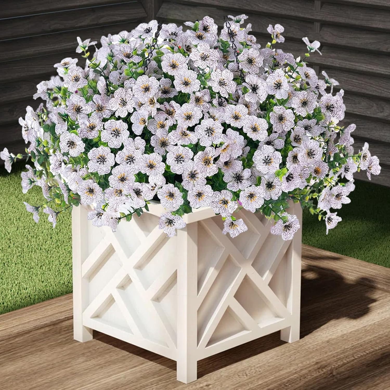 ZOELNIC 12 Bundles Artificial Fake Flowers Outdoors, Realistic UV Resistant Faux Plants with Silk Flowers for Outside Planters Window Box Front Porch Summer Decoration