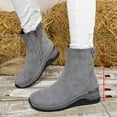 thumbnail image 6 of Gray Women Casual Boots With Suede Wedge Heel Detail And Side Zipper For Everyday Comfort And Slight Lift Perfect For Winter Fall, 6 of 9