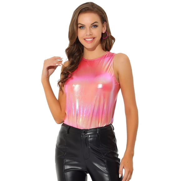 Camiseta Sin Mangas Allegra K Chaleco Brillante Rojo S