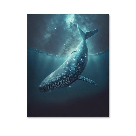 Starry Blue Whale Poster Canvas- Perfect for Wall Artrations, Dining Room Decor, Bedroom Art, Wall Decor Living Room, Wall Art, Frameless 12x16inch
