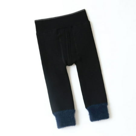 

DAETIROS Skin Friendly Fleece Casual Winter Elastic Baby Thick Girls Trousers Black