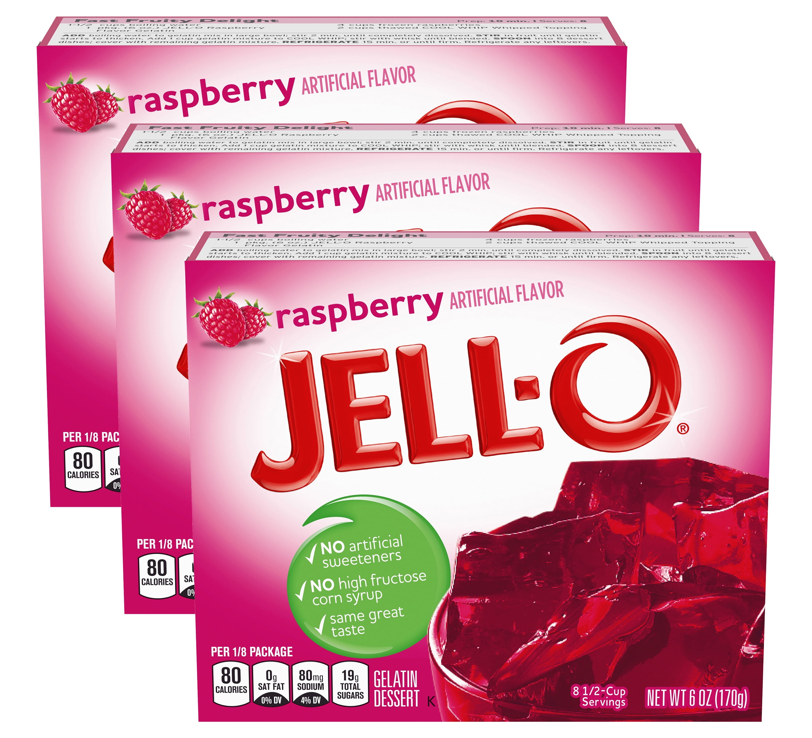 (3Pack) JellO Gelatin Raspberry, 6 oz