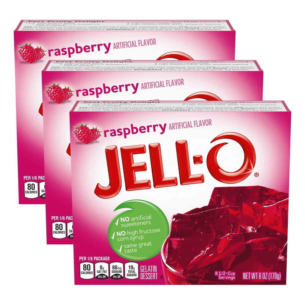(3Pack) JellO Gelatin Raspberry, 6 oz