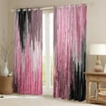 thumbnail image 2 of Manfei Geometric Artistic Graffiti Curtains Pack of 2 (42x84 Each),Oil Painting Curtains Blackout,Pink Black Bedroom Curtains For Girls Boys,Microfiber Bedroom Decor, 2 of 6