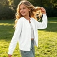 thumbnail image 4 of FAIWAD Girls School Uniform Knit Cardigan Kids Unisex Classic Solid Color Long Sleeve Button Down Sweater Cardigan, 4 of 9
