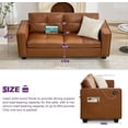 thumbnail image 2 of LAZZO 65" Loveseat Sofa with USB Charging Ports, 2-Seat Faux Leather Couch for Living Room & Office, Brown, 2 of 9