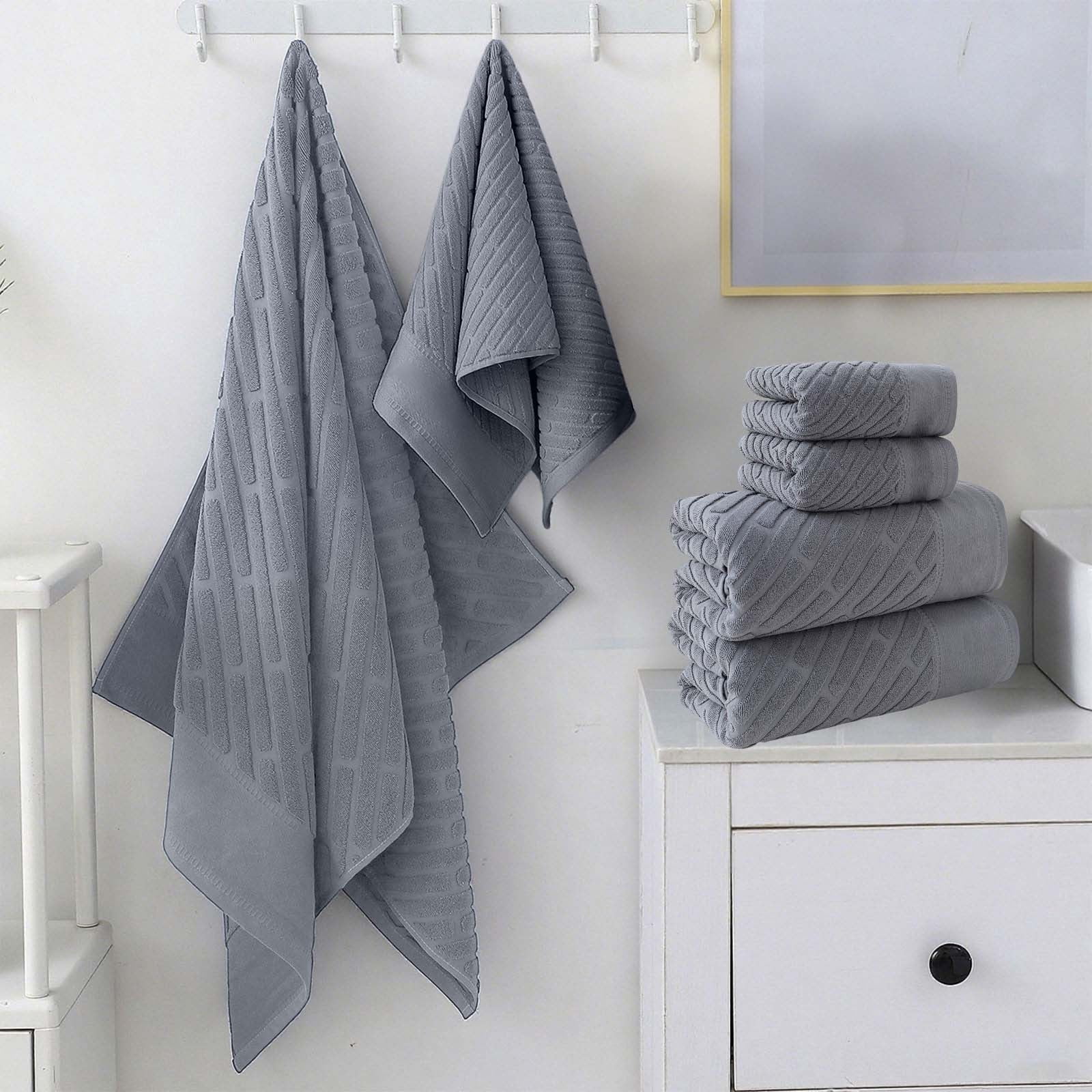 4PCS Bath Towel Sets Cottons 2 Towels 2 Bath Towels Comfortable Absorbent Thickened Soft Gentle for Baby Bath Towel