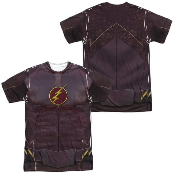 The Flash Flash Uniform Unisex Adult Sublimated Costume T Shirt (Front/Back), Small Multicolor