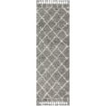 thumbnail image 4 of JONATHAN Y MERCER SHAG Mercer Shag Plush Tassel Moroccan Geometric Trellis Gray/Ivory 2 ft. x 8 ft. Runner Rug (MCR101C-28), 4 of 9