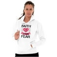 thumbnail image 3 of Faith Over Fear Breast Cancer Ribbon Women Plus Size Graphic Pullover Hoodie Brisco Brands 3X, 3 of 4