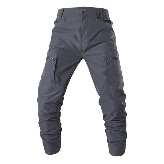 HOOMEUMY Men's Cargo Pants Outdoor Hiking Trousers Water Resistant Zipper Pockets Durable Lightweight Quick Dry Multi Pocket Work Gray S