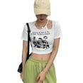 thumbnail image 2 of Blusa informal para mujer, top corto para mujer, top corto retro para mujer, top corto de manga corta con integración sin costuras, 2 of 9