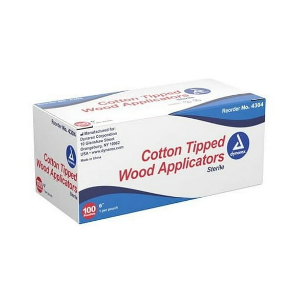 Cotton Tipped Wood Applicators Sterile 6" 1 Box of 100 packs