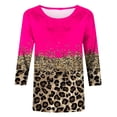 thumbnail image 5 of Pompotops T-shirt Mode Femme Imprimé Léopard Ample Manches 3/4 Col Rond Haut Décontracté Liquidation, 5 of 5