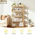 thumbnail image 5 of OUTONLIFE 5-Tier Wooden Open Bookcase - Modern Display Bookshelf with Top Edge and Solid Wood Frame for Home and Office, Storage Cabinet, Wood Color, 5 of 10