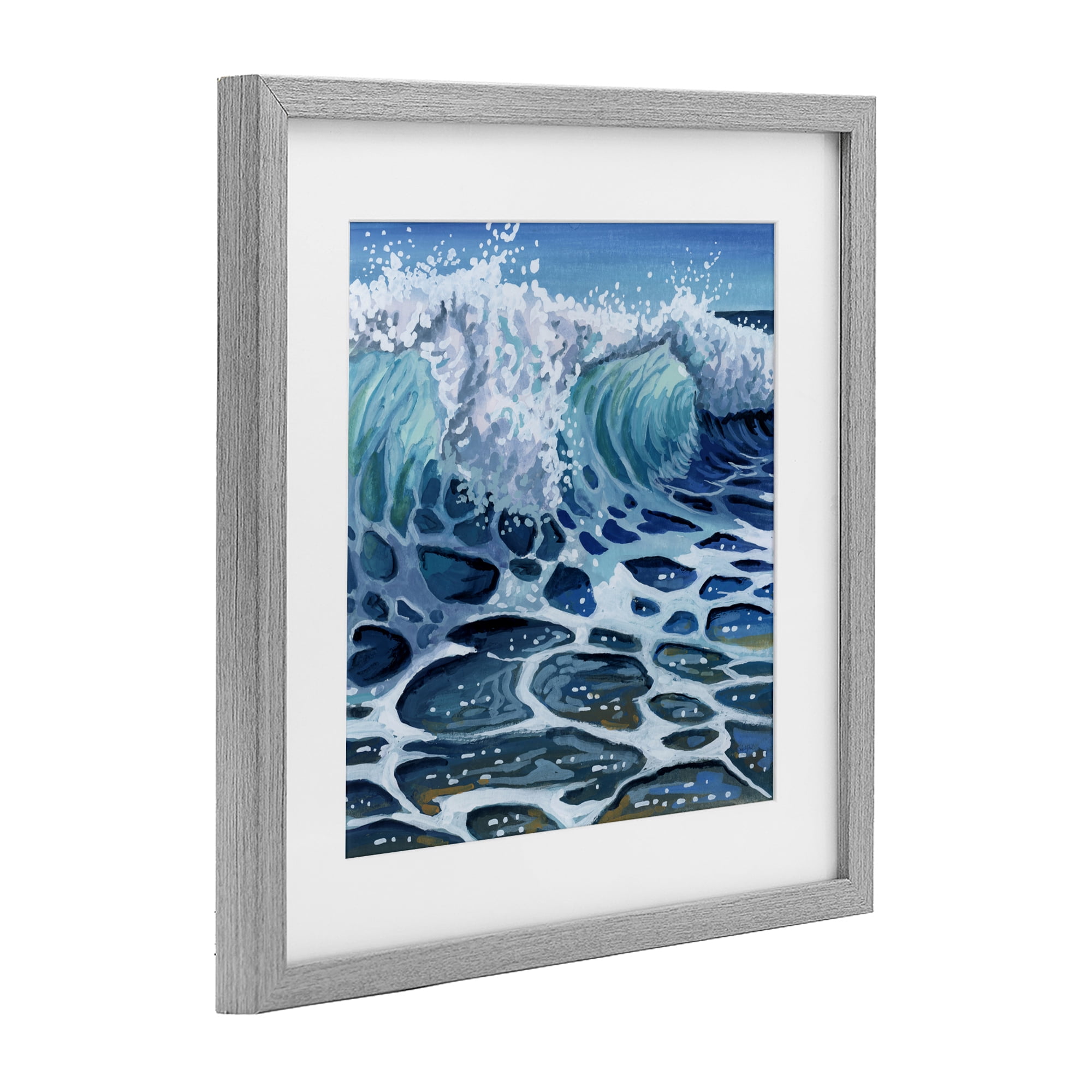 Stupell Industries Strong Crashing Waves on Beach Gray Framed Print Under Glass, design by Kate Jarvik Birch