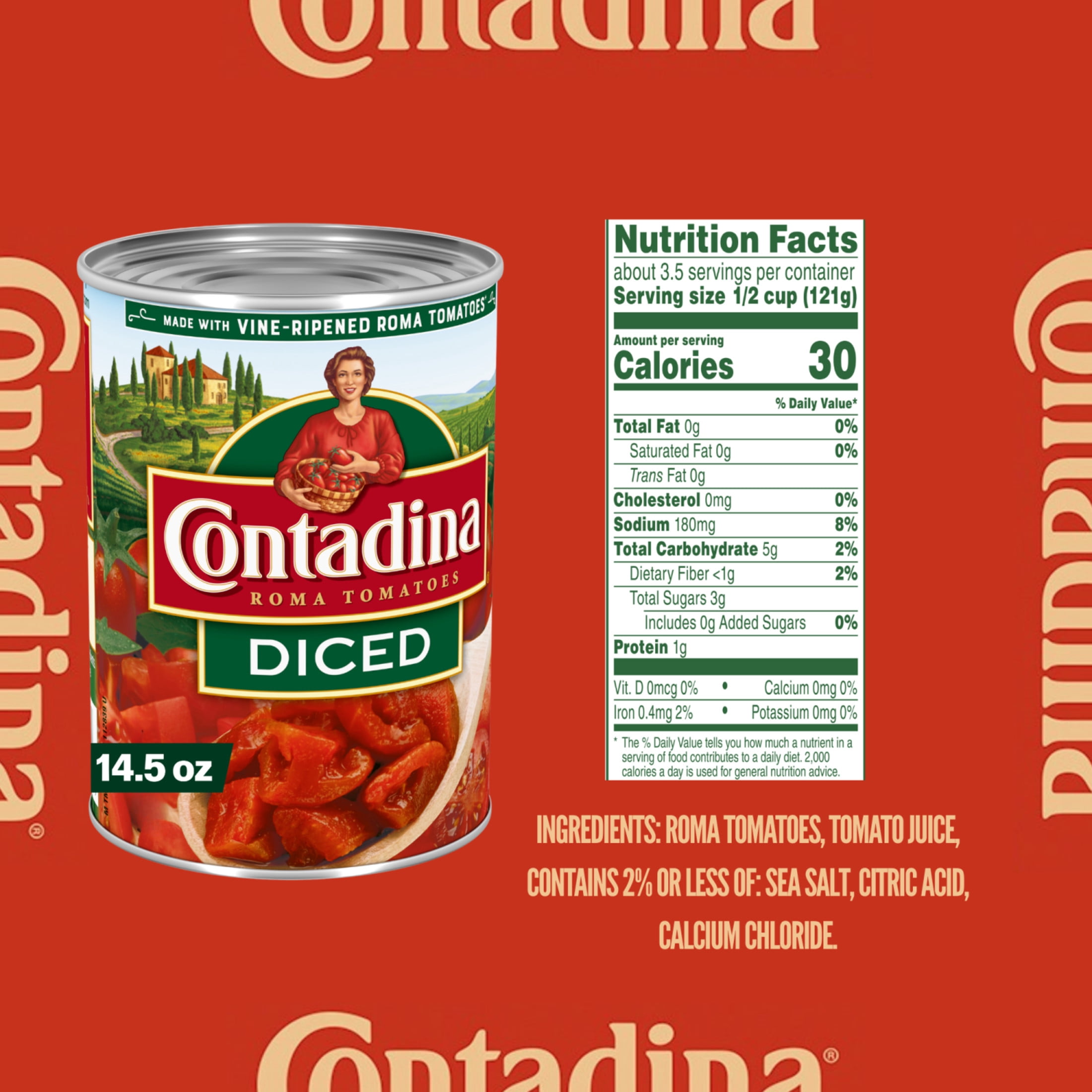 (12 pack) Contadina Diced Tomatoes, 14.5 oz Can