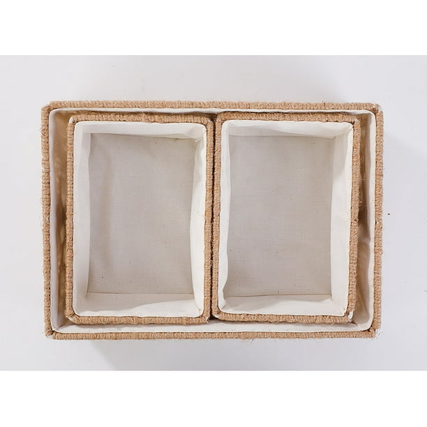 Caja de almacenamiento de escritorio Cesta de almacenamiento de cuerda de algodón tejida de cáñamo Cesta de almacenamiento Cesta de refrigerio Cesta de artículos diversos Cesta organizadora de