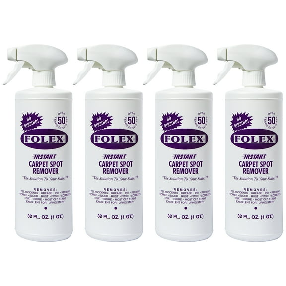 4 Pack Folex 32 oz Instant Carpet Spot Remover Carpet Cleaner - Removes Pet Accidents, Grease, Red Wine and More