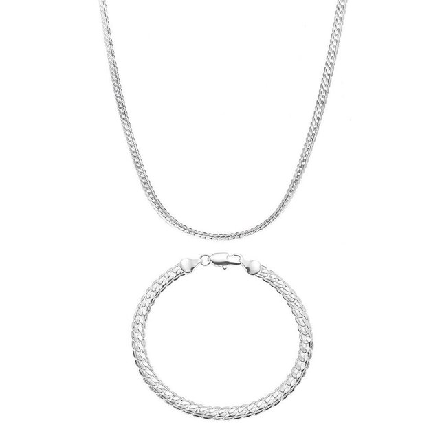 Ruifaya Collar y pulsera de cadena de clavícula de aleación chapada de 5 mm de ancho y 20 pulgadas de largo ✨s