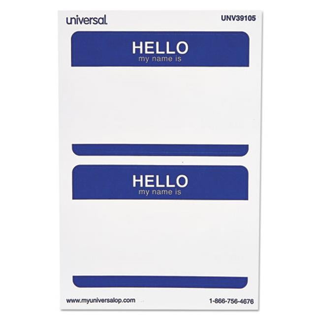 Universal Office Products 39105 Self-Adhesive Name Badges - White &amp; Blue - Walmart.com - Walmart.com