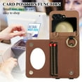 thumbnail image 5 of Allytechgroup Stylish Wallet Phone Case for Samsung Galaxy Z Flip 5 5G, Crossbody Shoulder Strap Make-up Mirror Ring Holder Stand Card Holders Shockproof Case for Girls Women, Brown, 5 of 8
