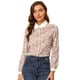thumbnail image 1 of INSPIRE CHIC Blusa Floral De Manga Larga Vintage Con Cuello En Contraste Para Mujer Beige M, 1 of 5