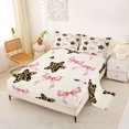 thumbnail image 2 of Manfei Watercolor Pink Bowtie Queen Sheets,Cute Leopard Print Stars Queen Sheet Sets,Beige Pink,4-Piece,1 Flat Sheet,1 Fitted Sheet and 2 Pillowcases, 2 of 6