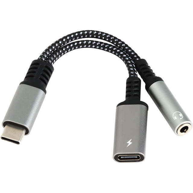 Adaptador USB C a Jack de 3,5 mm con Chip DAC, Audio 2 en 1 y Carga PD de 60 W, Coatible con Dispositivos USB-C, Adaptador de Carga rápida Tipo C Coatible con 15/Pro/MAX, S24/S23