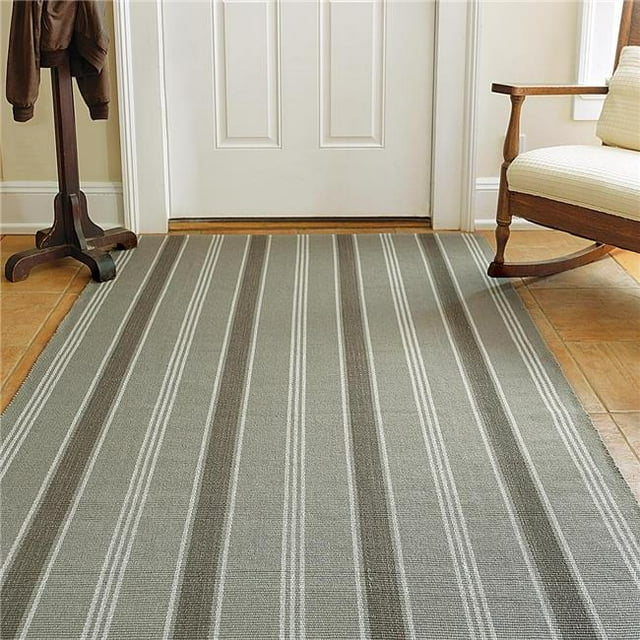 Homespice Decor 752079 3 x 5 ft. Shadow Camden Stripe Ultra Wool Woven Rectangular Rug - Dark Grey, Cream