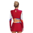 thumbnail image 2 of Alvivi Costume de Cheerleading pour Femmes Robe d'Uniforme Ensemble 2 Pcs Haut Court à Manches Longues avec Mini-Jupe Bourgogne G, 2 of 6
