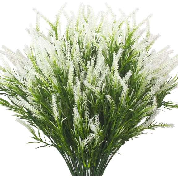 Artificial Lavender Flowers 12 Bundles Outdoor UV Resistant Fake Flowers No Fade Faux Plastic Plants Garden Porch Window Box Decorating (Purple)