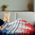 thumbnail image 3 of American Flag Soft Flannel Fleece Throw Blanket, Abstract Background with Stars in Digital Neon Colors Design Image Artwork, Cozy Plush for Indoor and Outdoor Use, 70" x 90", Blue Red, by Ambesonne, 3 of 5
