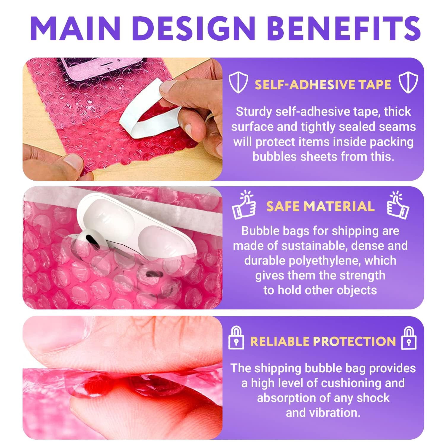 Anti-Static Bubble Out Bags 10 x 15.5 Inch. Pack of 25 Pink Self Seal Bubble Pouches. Waterproof PE Anti Static Bubble Bags for Packing Electronics, Ornaments. Cushioning Sturdy Double Bubble Bag