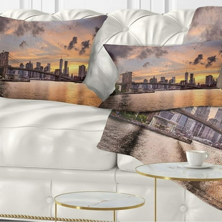 UPC: 0671131466630 | DESIGN ART Designart  New York City Skyline under Dark Clouds  Cityscape Throw Pillow 12 in. x 20 in. Medium