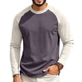 thumbnail image 2 of UDAUDU Mens Tops Crew Neck Raglan Block Casual Long Sleeve Tshirts Regular Fit Work Blouses 4XL, 2 of 5