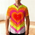 thumbnail image 4 of Men's Valentine's Day T-Shirt Hear Printed Summer Beach Casual Short Sleeve Button Down Lapel Shirts,Valentine's Day Gift for Him Orange, 4 of 6