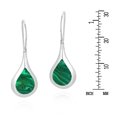 thumbnail image 3 of Chic Teardrop w/ Green Malachite Inlay Sterling Silver Dangle Earrings, 3 of 5