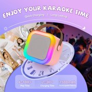 BONAOK Mini Karaoke Machine, Portable Karaoke Speaker with 2 Wilreless Microphones for Home Party, Birthday Gifts, Pink