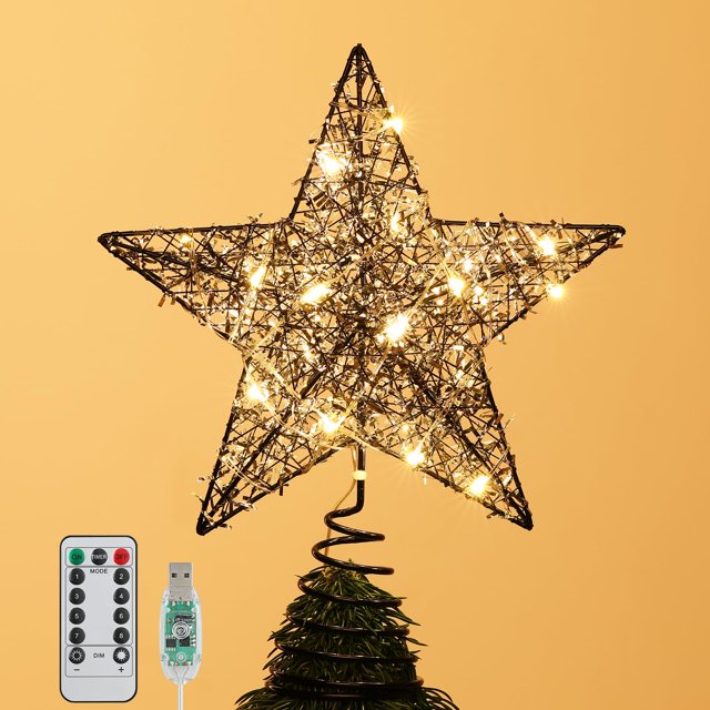 Decoración de árbol de Navidad con forma de estrella, Roylvan, con 8 modos de iluminación