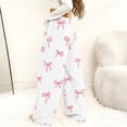 thumbnail image 5 of Womens Sweatpants Fuzzy Plush Heart Print Elastic Waist Cozy Lounge Wide Leg Sweatpants Women Purple M, 5 of 8